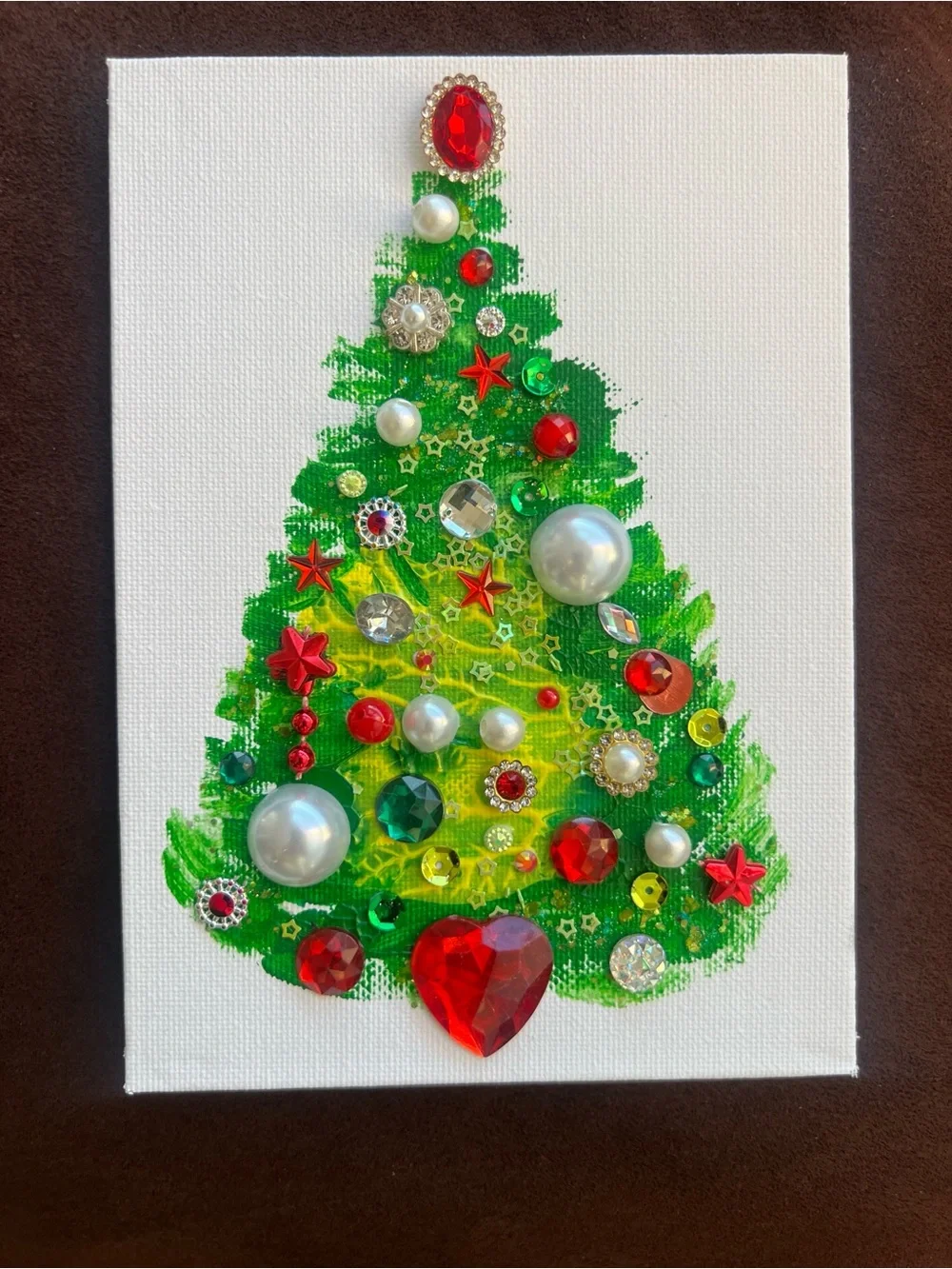 Handcrafted Green Embellished Holiday Tree Wall Art